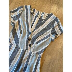 Quiet Luxury Clean Girl Capsule Urban Outfitters Linen Blend Striped Romper XS